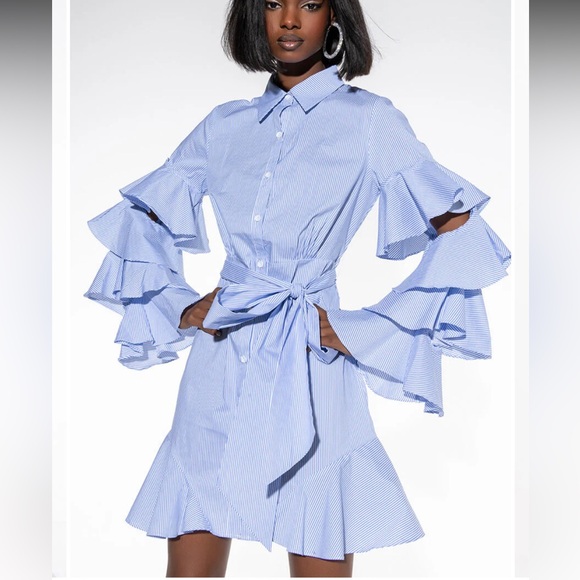 AKIRA Dresses & Skirts - New Akira CUT OUT STRIPE POPLIN SHIRT DRESS